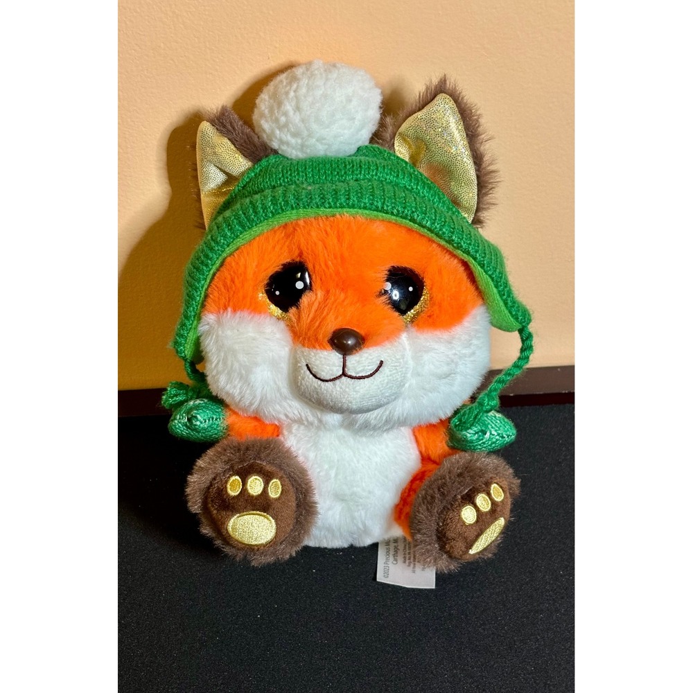 Precious Moments Cutie Pet-tudies Fox Plush Green Winter Hat Mittens 8.5 inch